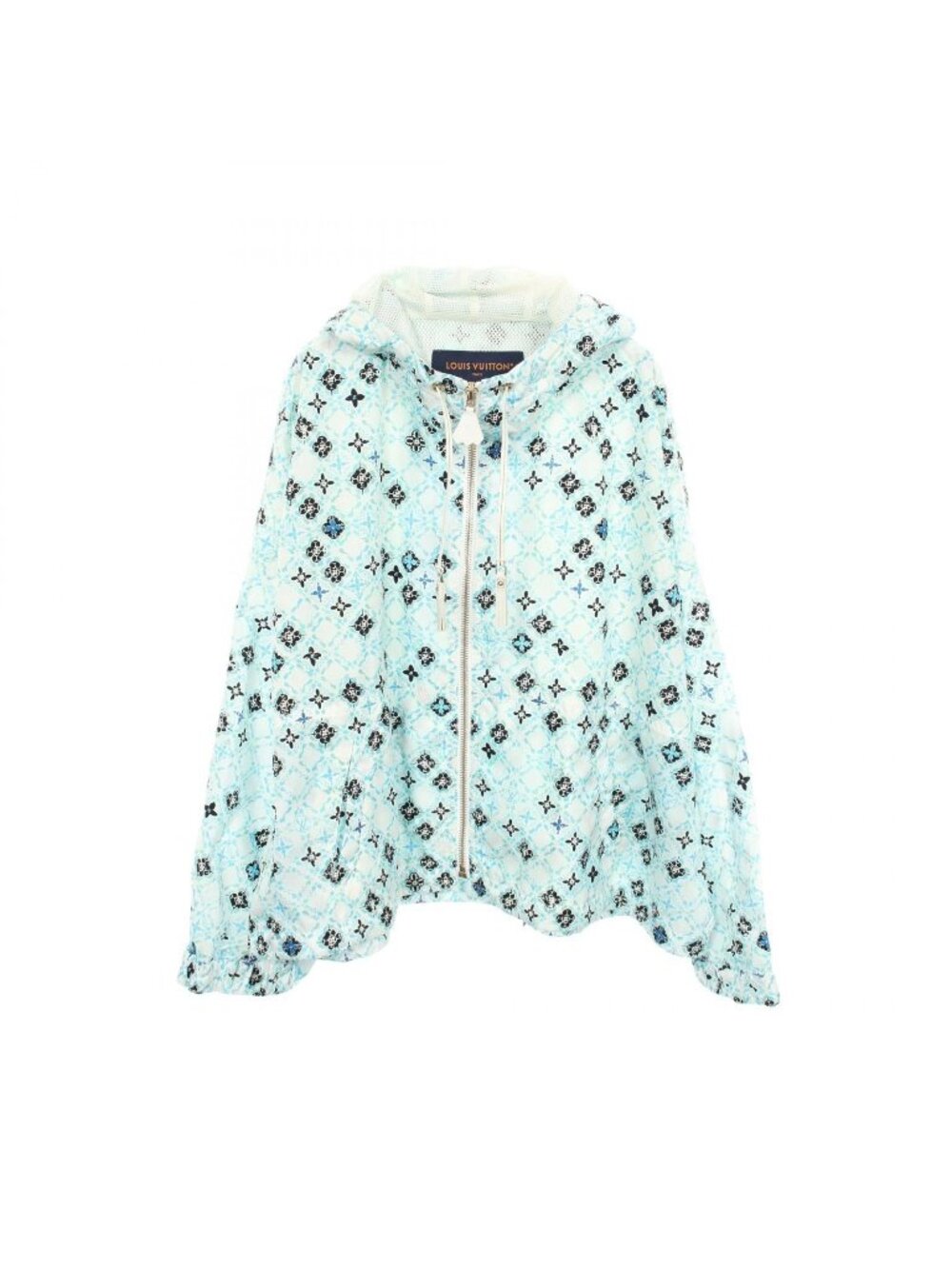 Louis Vuitton Nylon Jacket Monogram with Hood Mlt White Blue